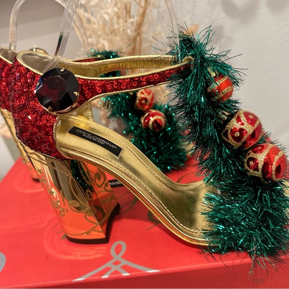 Dolce & Gabbana SZ 8/38 Christmas Holiday Sandal Heels - Picture 7 of 16